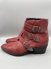 Indigo Rd. Ankle Boots Women's Size 6 M Red Side Zip Buckle