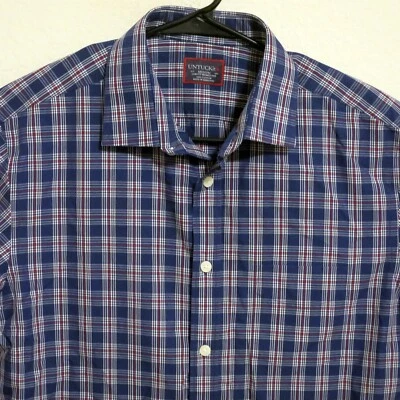 UNTUCKit Shirt Mens Medium Long Sleeve Button Blue White Stripes Wrinkle Free - Image 1 of 4