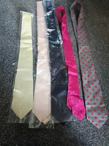 5 PACK OF TIES NEW FIVE TIE PINK GREY YELLOW POLKA DOT - Picture 1 of 1