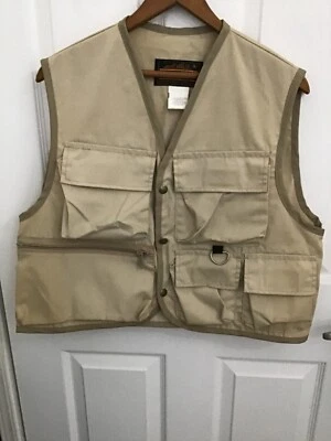 Eddie Bauer Men's Beige Sleeveless Pockets Hunting Fishing Hiking Vest Medium - Image 1 of 4