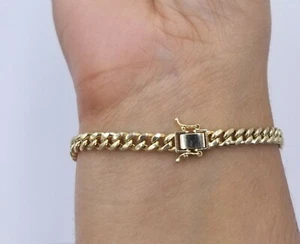 10k Yellow Gold Miami Cuban Bracelet Real Gold 5mm Link 8" inch Box Clasp Lock - Picture 1 of 8