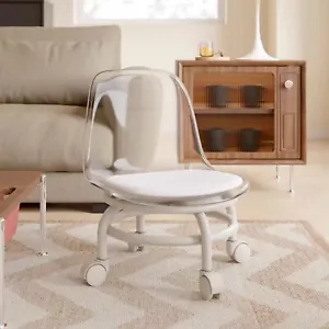 Acrylic Chair Stool Low Stool with Wheels 360-Degree Rotation Universal Wheels - Picture 1 of 11