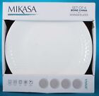 Mikasa Jenna Dinner Plates 11" Bone China White with Embossed Cross Rim Set of 4