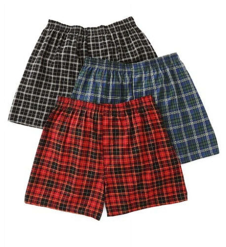 6 Men's Fruit of The Loom Boxer Shorts Underwear Tartan Plaid Small 30/32
