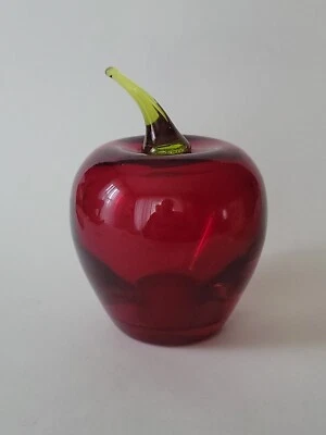 Vintage MCM Viking/Rainbow Ruby Red Glass Cherry Hand Made Paperweight  4"T×3"W - Image 1 of 4