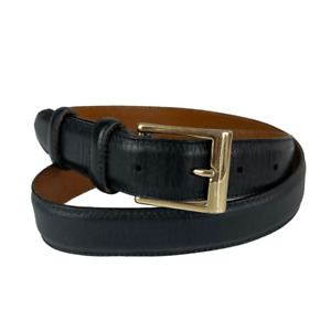 Cole Haan Belt 28 Small Black Genuine Leather Brass Tone Buckle USA