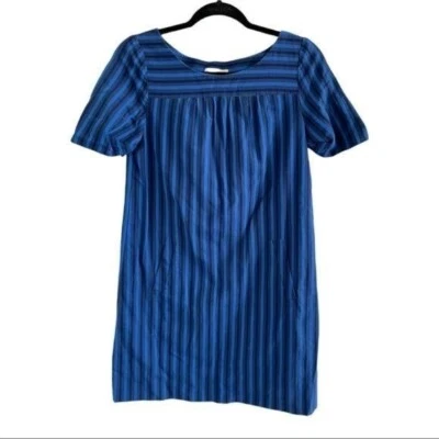 Vestido recto HD IN PARIS Anthropologie azul a rayas manga corta talla 2 Foto 1 de 4