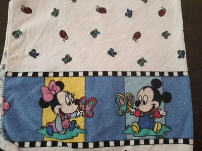 Vintage Disney Flannel Receiving Blanket Mickey, Minnie and Pluto babies flaws - Image 1 of 4