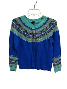 Talbots Women's Medium Colorful Fair Isle Knit Cardigan Wool Blend Sweater - Picture 1 of 5