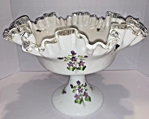 Fenton Silvercrest Violetas en la Compota de Nieve Cuenco Firmado DC Hill Pintado a Mano - Imagen 1 de 13