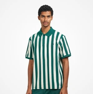 Carhartt WIP Boynton Polo Herren Poloshirt grün & weiß gestreift L Baumwolle - Bild 1 von 9