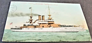 Acorazado de EE. UU. -Illinois- 690 oficiales y hombres, longitud 368 pies - postal de 1908.  - Imagen 1 de 2