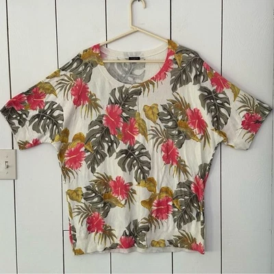 Blusa suéter Talbots tropical floral manga curta malha tamanho 3X - Imagem 1 de 4