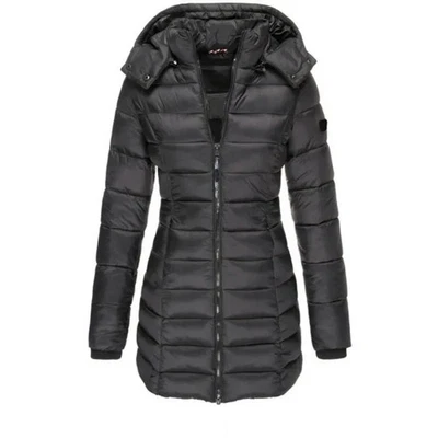Winter Thicken Warm Women Parkas Solid Color Zippers Coats Long Sleeve Padded - Image 1 of 4