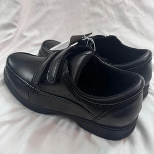 Mens Dr Scholl's" Advanced Comfort Black Leather Shoes 11W NWT - Picture 1 of 5