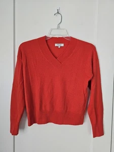 Madewell 100% Cashmere V Neck Sweater Women S Red Soft Luxury Minaimalist  - Picture 1 of 11