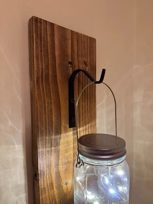 Hanging Wooden Lantern Mason Jar with Fairy Lights ? Rustic Home Decor - Image 1 of 4