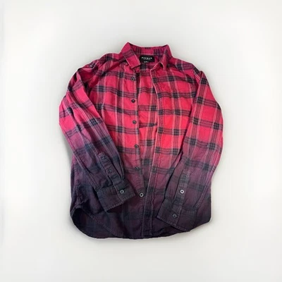 Camisa de franela PacSun para hombre talla S roja negra a cuadros degradada ombre 100 % algodón Foto 1 de 4