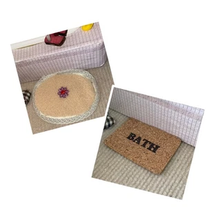 1:12th Dolls House Miniature Decorative Bathroom Bath Mat NEW Shower Room Cork - Picture 1 of 6