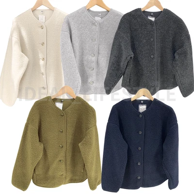 UNIQLO Pile Lined Fleece Relaxed Cardigan S-3XL Oversized Women 479616 NWT - Image 1 of 4