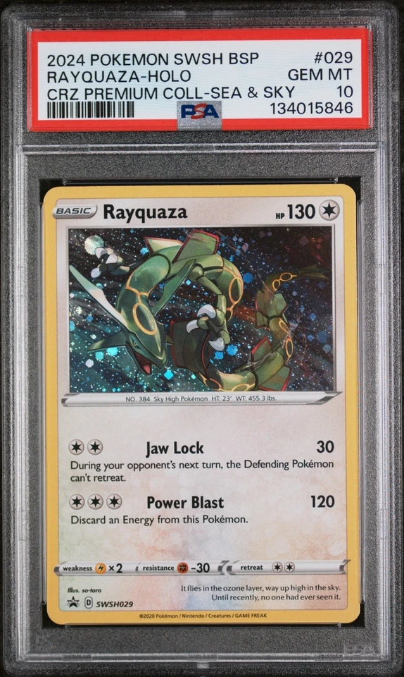 PSA 10 GEM MINT Rayquaza Cosmos Holo SWSH029 Black Star Promo Pokemon Card - Image 1 of 2