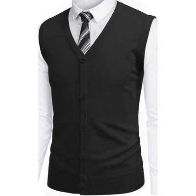 Colete Suéter Masculino Turnbury Buttons Tamanho XL Preto Decote V Extra Fino Lã Merino Novo com etiquetas - Imagem 1 de 2