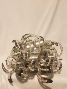 Futuristic Quoizel Steel Finish Ribbons Orb Pendant 4 Lights - Picture 1 of 17
