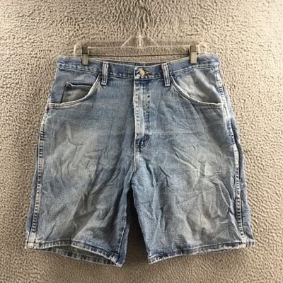 Bermudas cortas Wrangler para hombre 34 azul denim algodón tiro alto cremallera mosca 5 bolsillos informales Foto 1 de 4