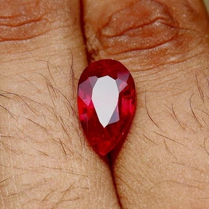 Natural Blood Red Ruby Pear Certified 9.46 Ct Loose Gemstone Mozambique - Picture 1 of 5
