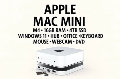 Apple Mac Mini•10+10/C M4•16GB RAM•256GB+4TB SSD•Windows•Office•MU9D3B/A - Image 1 of 4