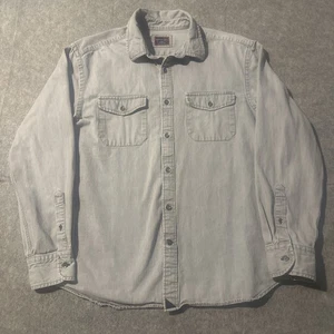 Camicia Untuckit Denim Chambray Uomo XL Grigio Maniche Lunghe Tasche con Bottoni Cotone - Foto 1 di 7