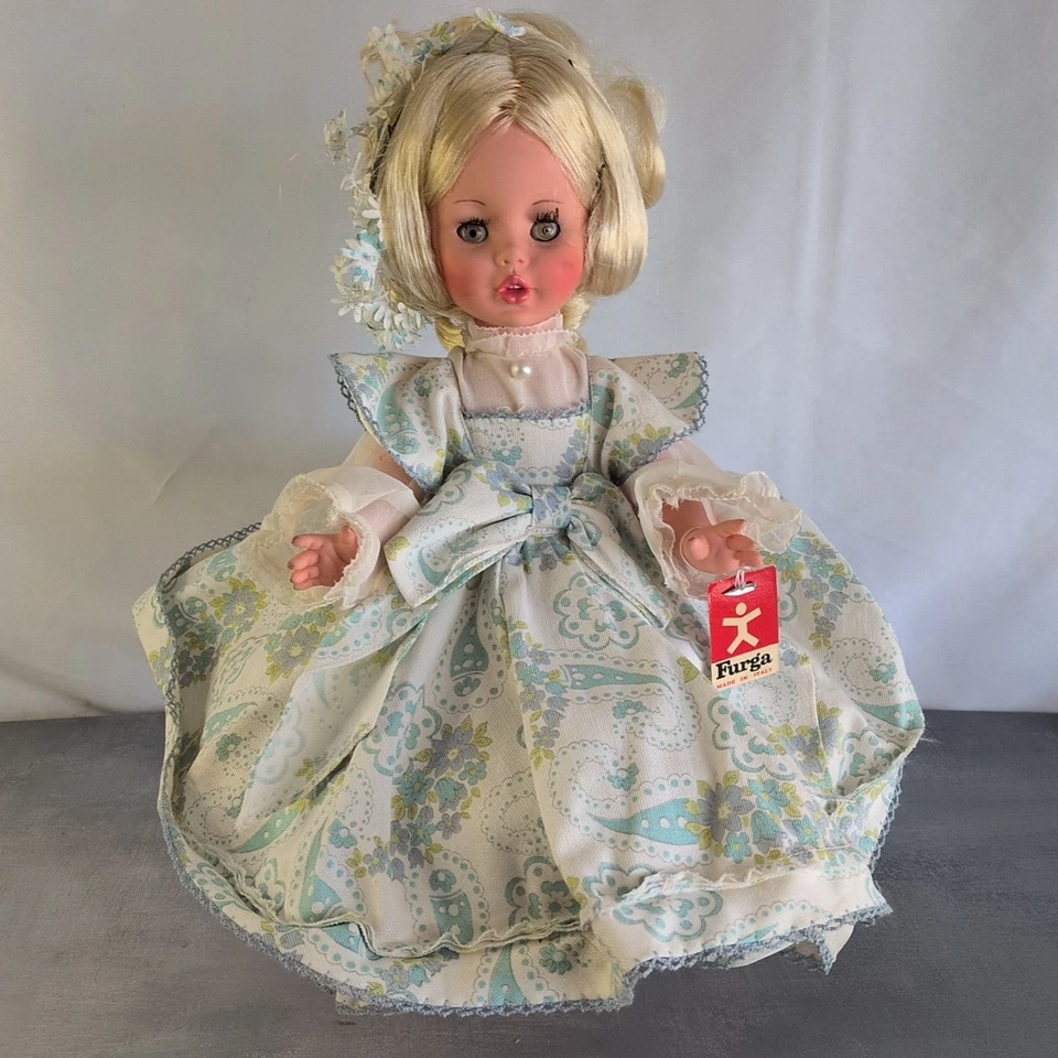Muñeca italiana Furga 15" vintage años 60 rubia ojos dormidos con etiqueta Foto 1 de 4