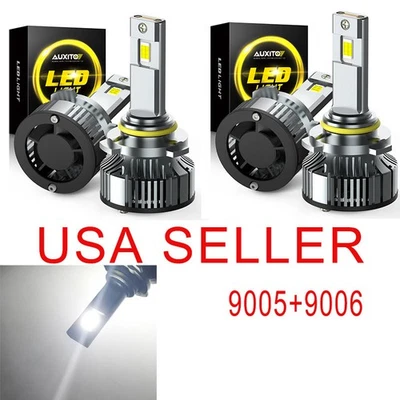 AUXITO 9005 9006 HB3+HB4 LED Headlight Bulbs High Low Beam 6500K Super Bright 4X - Image 1 of 4