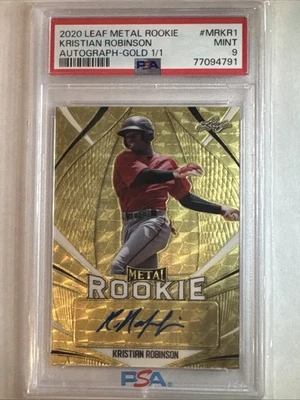 2020 Leaf Metal Rookie Autographs Kristian Robinson Gold 1/1  PSA 9 - Image 1 of 4