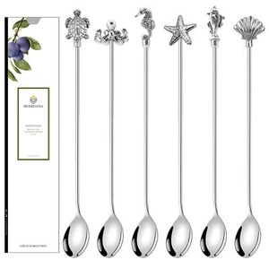 Sea Animal Dessert Spoons 7" Small Spoons Food Grade 304 Stainless Steel Coff... - Picture 1 of 9