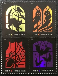 2019 Scott #5420-5423 - Forever - SPOOKY SILHOUETTES - Block of 4 Stamps - Picture 1 of 1