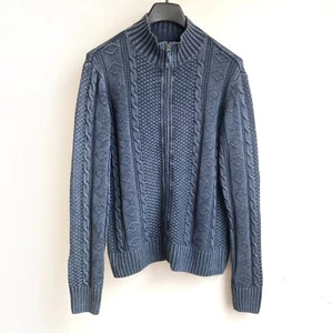 Carbon 2 Cobalt Pullover Gr. L Stavenger blau Full Zip Zopfmuster Leinen Baumwolle - Bild 1 von 9