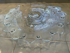 INDIANA GLASS EAPG CLEAR TEAR DROP Star CAKE STAND 14-3/8 x 2" - Picture 1 of 11