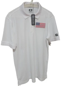 OGIO Shirt Mens Medium White USA Flag Patriotic Polo Short Sleeve Athletic NWT - Picture 1 of 8