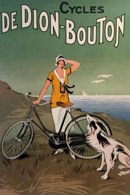 Arte de pared original vintage Cycles De Dion Bouton Lady Dog 1925 - PÓSTER 20x30 Foto 1 de 4