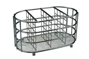 Chrome Cutlery Holder Kitchen Utensil Pot Drainer Caddy Oval Stand Sink Tidy - Picture 1 of 3