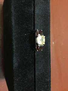 Genuine Garnet and Lemon Quartz Classic Ring Set In .925 Sterling Size7 - Picture 1 of 6