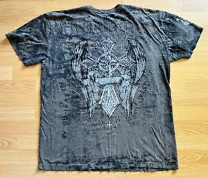Men’s 2XL- Vintage Archaic Angel Wings Cross Distressed  Affliction MMA T-Shirt