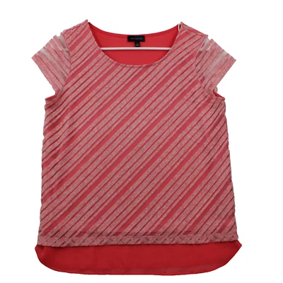 The Limited Cap Sleeve Blouse Women's Size Small Striped Coral Pink — 第 1/4 张图片
