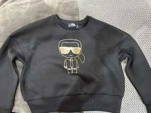 KARL LAGERFELD Girls Black Logo Sweatshirt - Picture 1 of 3