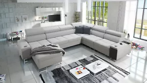 Wohnlandschaft mit Bettfunktion Big Sofa in U Form MOREN VIII Farbe wählbar - Bild 1 von 21