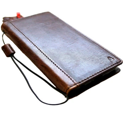 Genuine Vintage leather case for LG V50 book cards wallet cover Slim Dark Brown  - Image 1 of 4