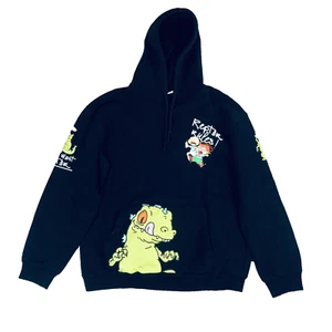 Nickelodeon Rugrats Sweatshirt Black Unisex Kids Hooded Reptar Rules! - Flaw - Picture 1 of 9