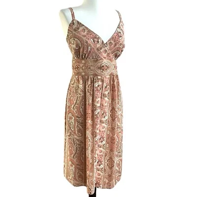 Vestido Babydoll Vintage Bandolino Y2K 12 Floral Paisley Cuentas Boho Hada Hippie Foto 1 de 4