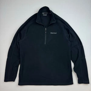 Marmot Fleece Jacket Mens Large Black Quarter Zip Long Sleeve Outdoor Hiking - Picture 1 of 8